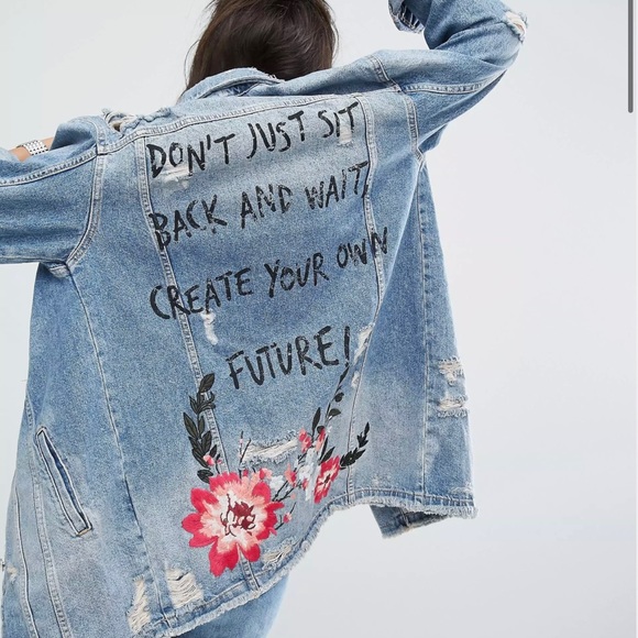 “create your own future”longline denim jacket - Picture 9 of 11